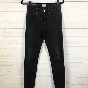 Acne Studios Women's Jeans Skin 5 Used Black 26x32 Skinny Slim, Soft Fading Back